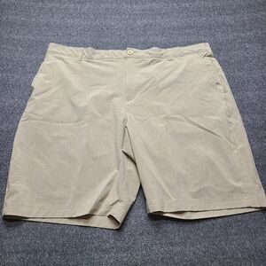 Izod Shorts Mens 42 Khaki Beige Flat Front Stretch Classic Chino Casual Golf